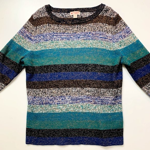 Brooks Brothers Shimmer Stripe Rib Knit Sweater XL - Picture 3 of 9